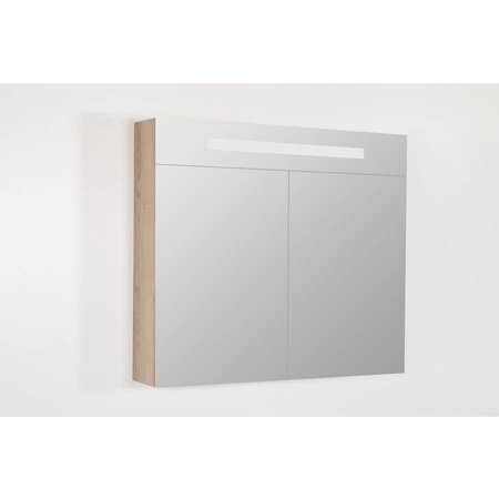 Samano Spiegelkast | dubbelzijdige spiegel | 80 cm | legno calore | 2 deuren | LED verlichting