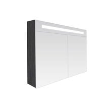 Spiegelkast | dubbelzijdige spiegel | 80 cm | zwart | 2 deuren | LED verlichting