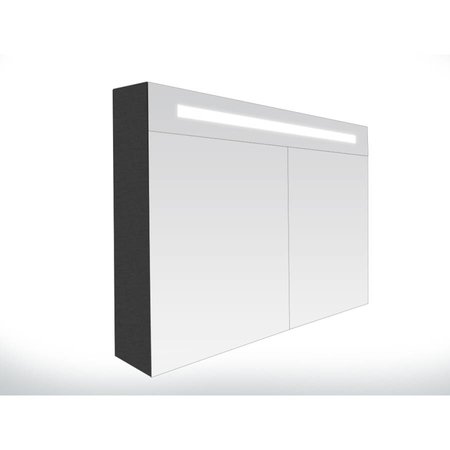 Samano Spiegelkast | dubbelzijdige spiegel | 80 cm | zwart | 2 deuren | LED verlichting