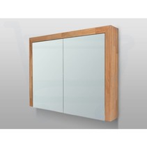 Spiegelkast | dubbelzijdige spiegel | 80 cm | eiken | 2 deuren | verlichting voorbereid