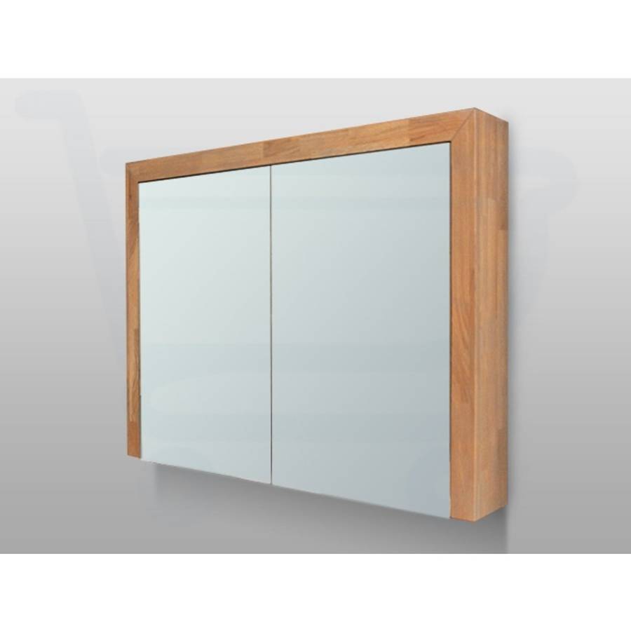Spiegelkast | dubbelzijdige spiegel | 80 cm | eiken 2 deuren | LED verlichting | Sanitair
