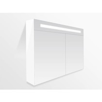 2.0 Spiegelkast | enkelzijdige spiegel | 100 cm | wit | 2 deuren | LED verlichting