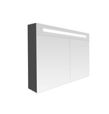 Samano 2.0 Spiegelkast | enkelzijdige spiegel | 100 cm | zwart | 2 deuren | LED verlichting
