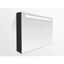 2.0 Spiegelkast | enkelzijdige spiegel | 100 cm | zwart | 2 deuren | LED verlichting
