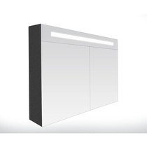 Spiegelkast | dubbelzijdige spiegel | 100 cm | zwart | 2 deuren | LED verlichting