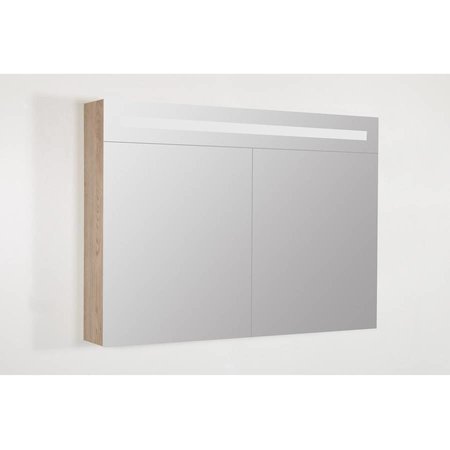 Samano Spiegelkast | dubbelzijdige spiegel | 100 cm |  legno calore | 2 deuren | LED verlichting