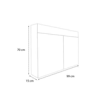 Samano Spiegelkast | dubbelzijdige spiegel | 100 cm | zwart | 2 deuren | LED verlichting