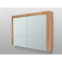 Spiegelkast | dubbelzijdige spiegel | 100 cm | eikenhout | 2 deuren | LED verlichting