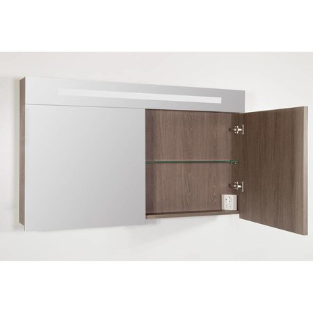 Samano 2.0 Spiegelkast | enkelzijdige spiegel | 120 cm | legno viola | 2 deuren | LED verlichting