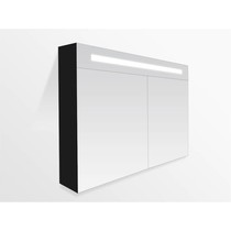 Spiegelkast | dubbelzijdige spiegel | 120 cm | zwart | 2 deuren | LED verlichting