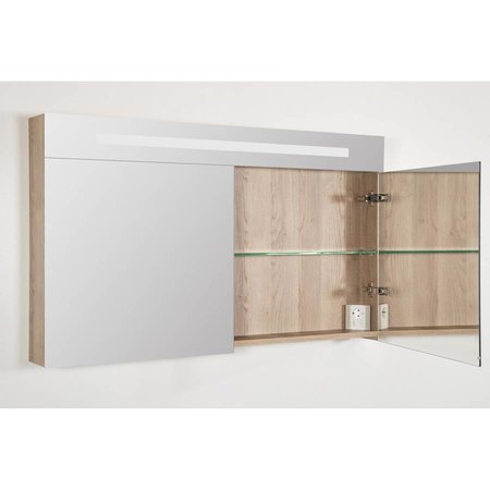 Samano Spiegelkast | dubbelzijdige spiegel | 120 cm |  legno calore | 2 deuren | LED verlichting