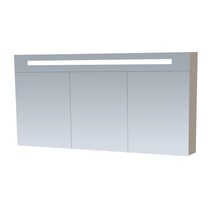 Spiegelkast | dubbelzijdige spiegel | 140 cm | taupe | 3 deuren | LED verlichting