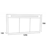 Samano Spiegelkast | dubbelzijdige spiegel | 140 cm | zwart | 3 deuren | LED verlichting