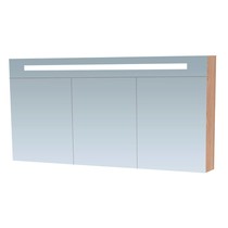 Spiegelkast | dubbelzijdige spiegel | 140 cm | legno calore | 3 deuren | LED verlichting