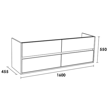 Samano Nexxt Onderkast Badkamermeubel | zwart | 160 cm | greeploos | 4 lades | softclose | 2 sifon- uitsparingen