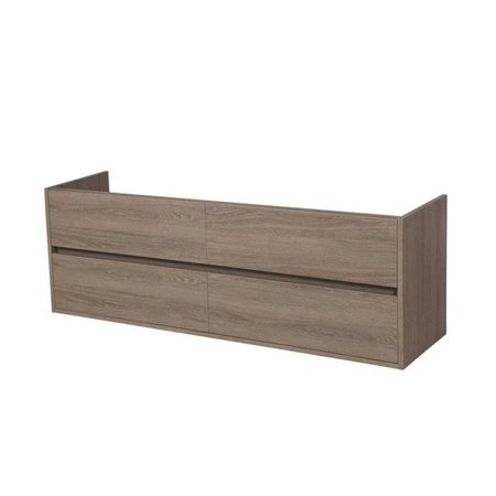 Samano Nexxt Onderkast Badkamermeubel | legno viola | 160 cm | greeploos | 4 lades | softclose | 2 sifon- uitsparingen