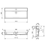 Samano Wastafelblad Legend 100 cm | mat wit | enkele spoelbak | 1 kraangat