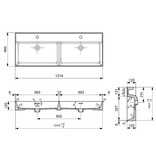 Samano Wastafelblad Legend 120 cm | mat wit | dubbele spoelbak | 2 kraangaten