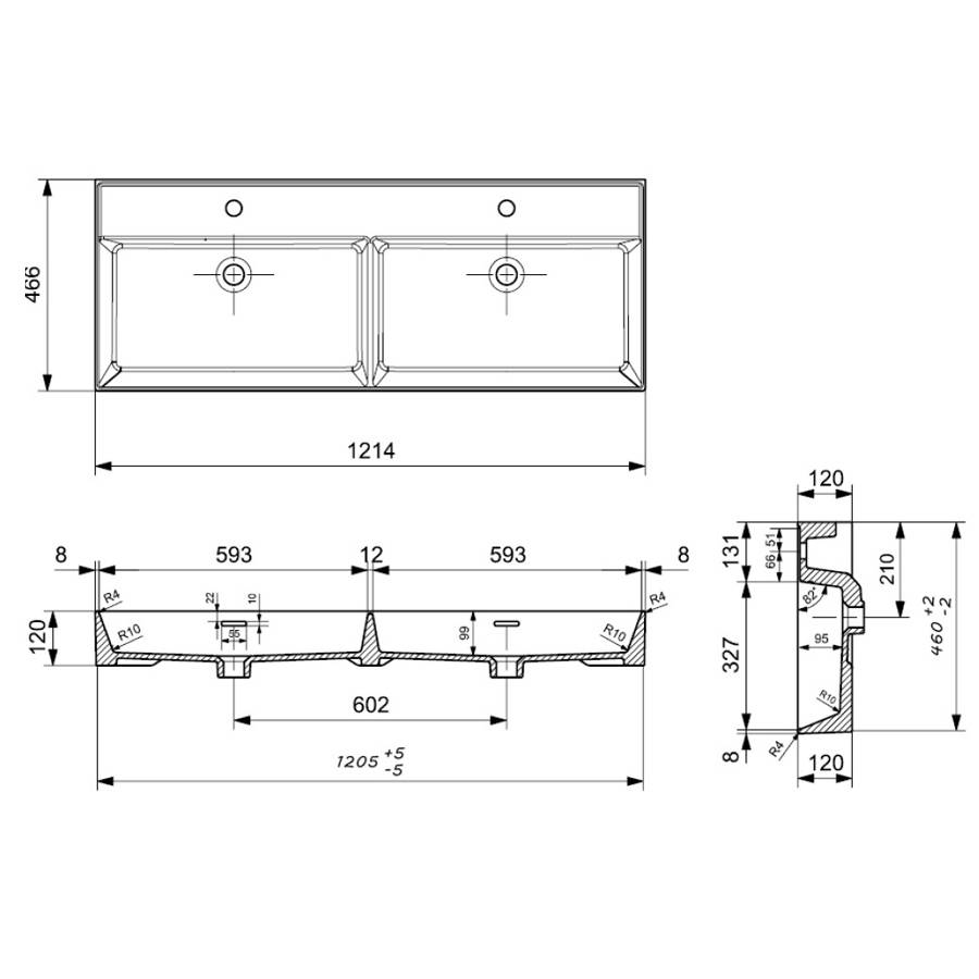 Verwonderlijk Wastafelblad Legend 120 cm | mat wit | dubbele spoelbak | 2 OB-73