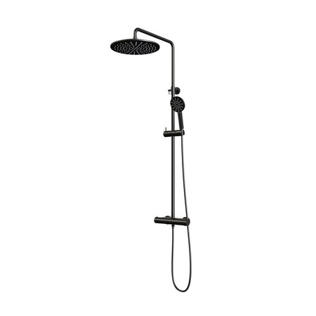 Brauer Brauer Black showerpipe met thermostaat 30cm regendouche 3 standen handdouche mat zwart