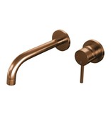 Brauer Brauer Copper Edition wastafelkraan inbouw ColdStart met inbouwdeel met ronde rozetten en gebogen uitloop type B2 geborsteld koper PVD
