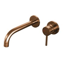 Brauer Copper Edition wastafelkraan inbouw ColdStart met inbouwdeel met ronde rozetten en gebogen uitloop type B2 geborsteld koper PVD