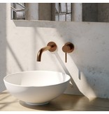 Brauer Brauer Copper Edition wastafelkraan inbouw ColdStart met inbouwdeel met ronde rozetten en gebogen uitloop type B2 geborsteld koper PVD