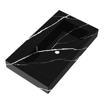 Artificial Marble meubelwastafel 80x46x10cm zonder overloop 1 wasbak Midden zonder kraangat Composiet Nero Marquina