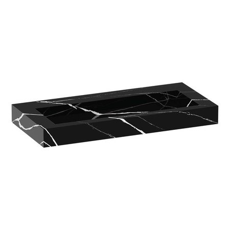 Samano Artificial Marble meubelwastafel 100x46x10cm zonder overloop 1 wasbak Midden zonder kraangat Composiet Nero Marquina