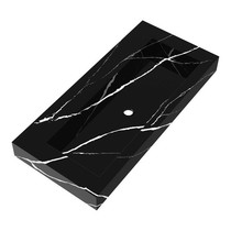 Artificial Marble meubelwastafel 100x46x10cm zonder overloop 1 wasbak Midden zonder kraangat Composiet Nero Marquina