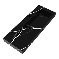 Artificial Marble meubelwastafel 120x46x10cm zonder overloop 1 wasbak Midden zonder kraangat Composiet Nero Marquina