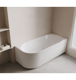 Wiesbaden Rivi hoekbad rechts 180 x 80 cm acryl glans wit met waste glans wit