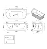 Wiesbaden Rivi half vrijstaand ligbad 170 x 80 cm acryl glans wit met waste glans wit