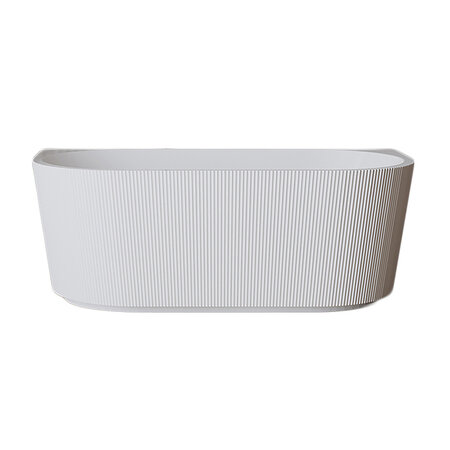 Wiesbaden Rivi half vrijstaand ligbad 180 x 80 cm acryl glans wit met waste glans wit