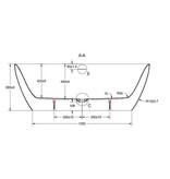 Samano Samano Silvano bad 170x 80 cm -  goud/wit glans acryl -  vrijstaand bad -  duobad