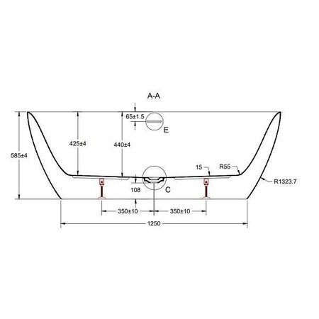 Samano Samano Silvano bad 170x 80 cm -  goud/wit glans acryl -  vrijstaand bad -  duobad