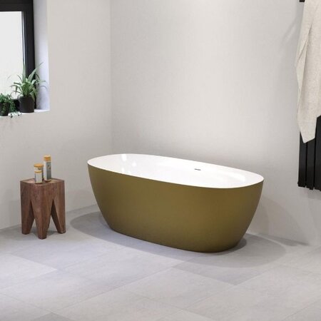 Samano Samano Silvano bad 170x 80 cm -  goud/wit glans acryl -  vrijstaand bad -  duobad