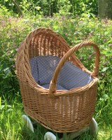Poppenwagen riet met bekleding