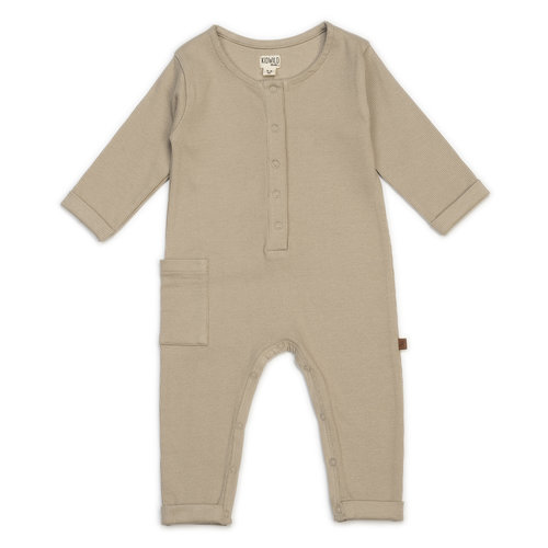 KidWild Organic rib henley playsuit oat KidWild Organic rib henley playsuit oat