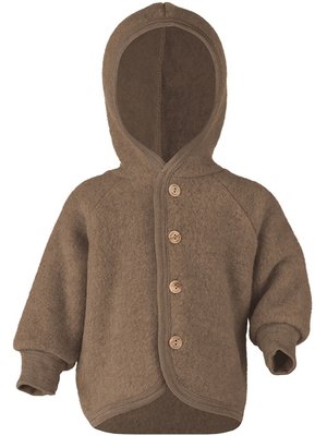 Engel Natur Hooded jacket with wooden buttons -  Wallnuss melange