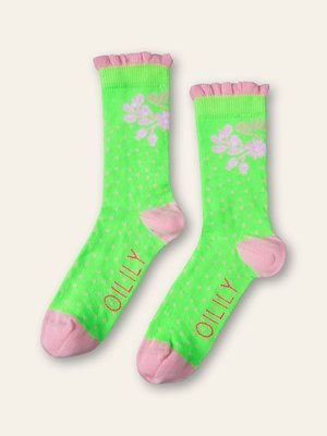 oilily Macarena socks lime with dots and leaves