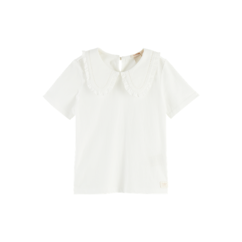 Scotch & Soda 161293 Short sleeve top with woven ruffle collar Scotch & Soda 161293 Short sleeve top with woven ruffle collar