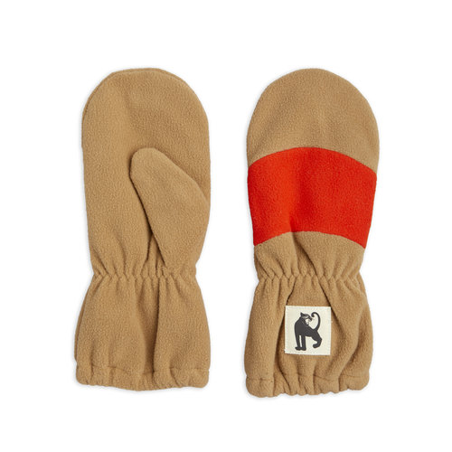 Mini rodini Fleece mittens stripe brown red Mini rodini Fleece mittens stripe brown red