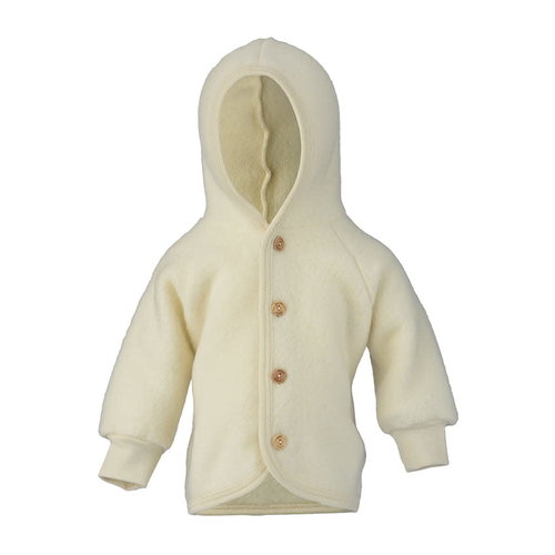 Engel Natur Hooded jacket with wooden buttons - Natural