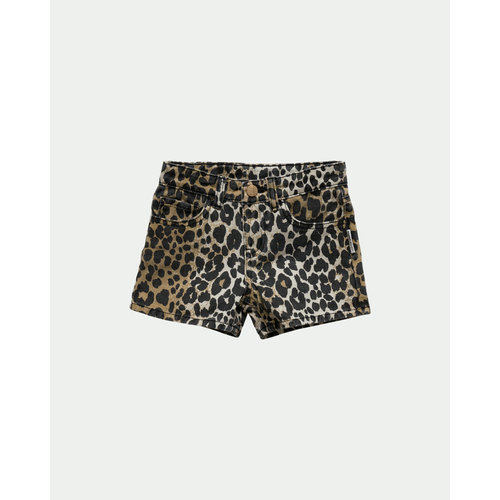 Maed for mini Leopard Bull denim shorts
