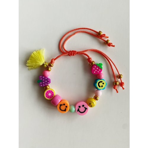 Bymelo Armband smiley koraal Bymelo Armband smiley koraal