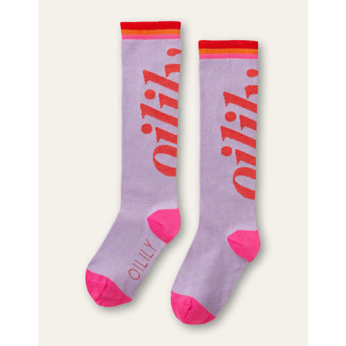 oilily Mogo knee socks Big logo lilac red oilily Mogo knee socks Big logo lilac red