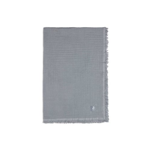 Jollein Muslin fringe deken 75x100cm stormy grey Jollein Muslin fringe deken 75x100cm stormy grey