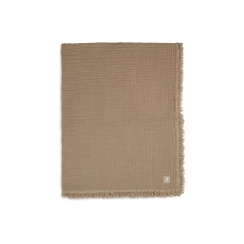 Jollein Muslin fringe deken 120x120cm biscuit Jollein Muslin fringe deken 120x120cm biscuit