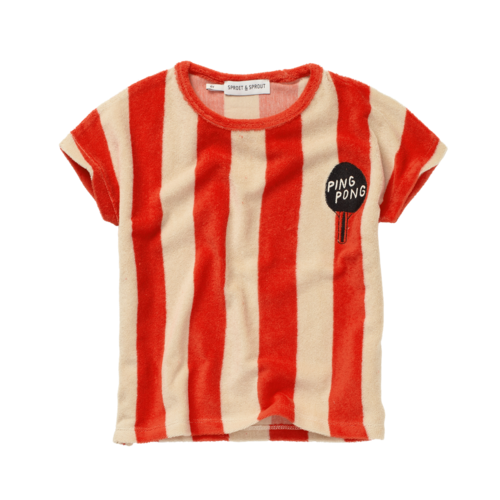 Sproet&Sprout Terry t-shirt stripe Poppy red